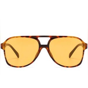Oversized Orange-Tinted Aviator Sunglasses - Brand New